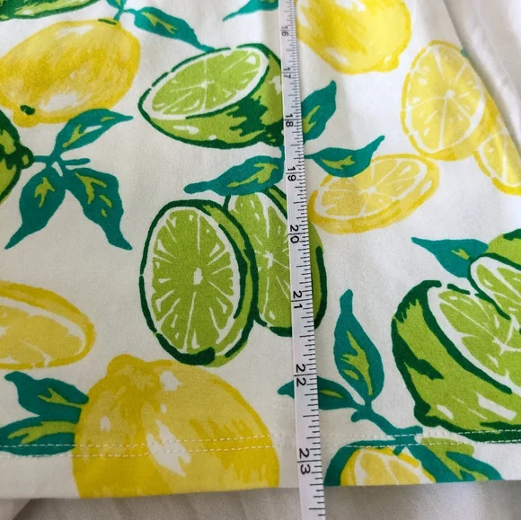 Talbots Lemon Lime Print Cotton Blend 3/4 Sleeve Boat Neck Top Size PS‎ Summer - Picture 5 of 6